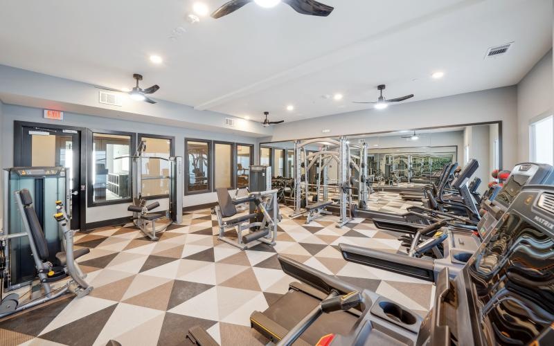 a gym with exercise equipment