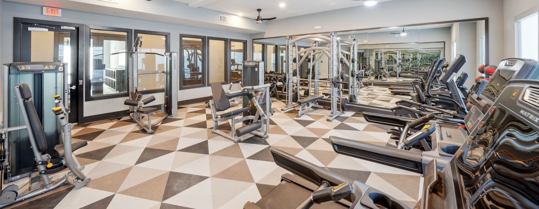 a gym with exercise equipment